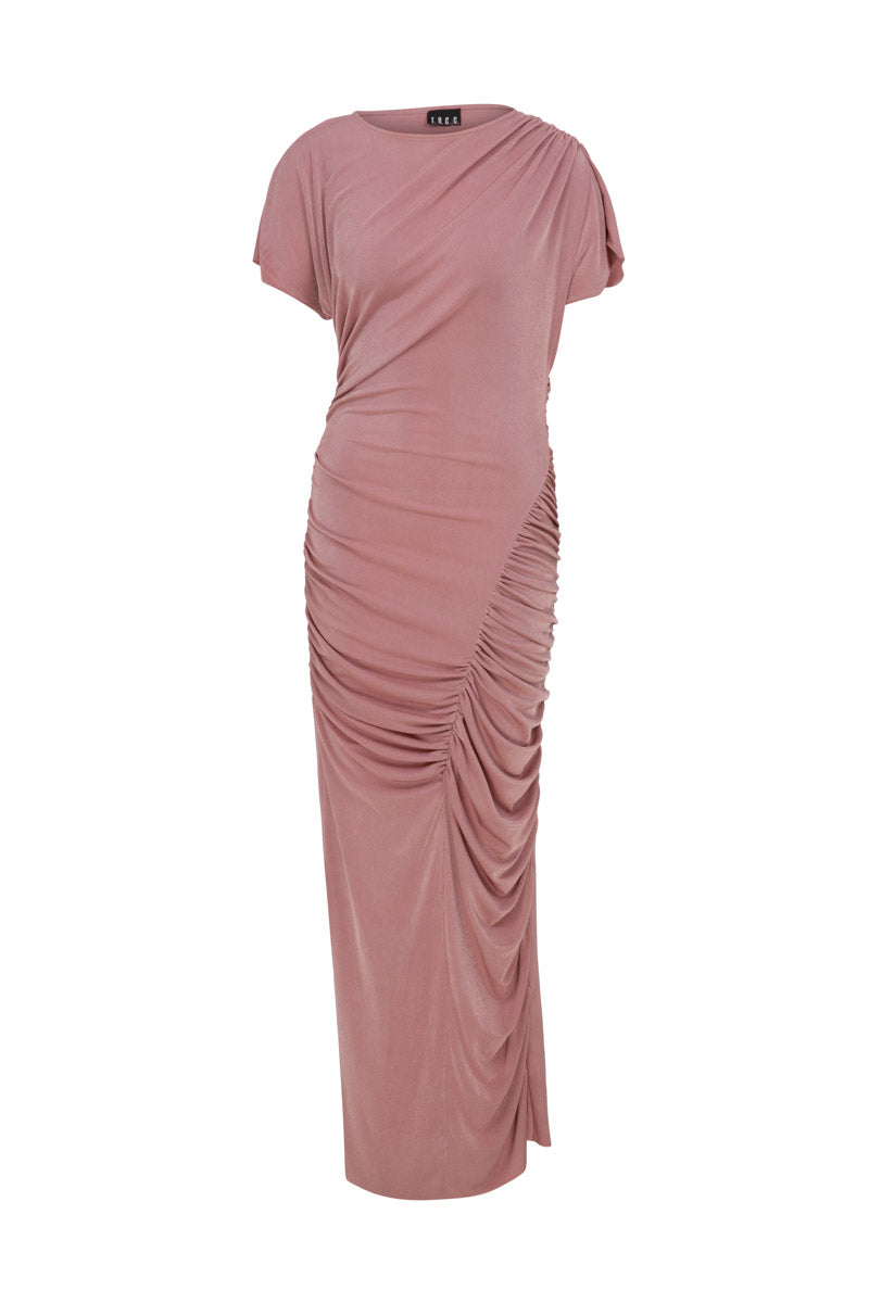 SILKY JERSEY DRAPED DRESS - CULT MIA