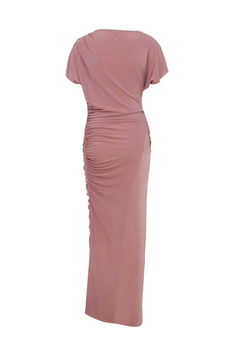 SILKY JERSEY DRAPED DRESS - CULT MIA