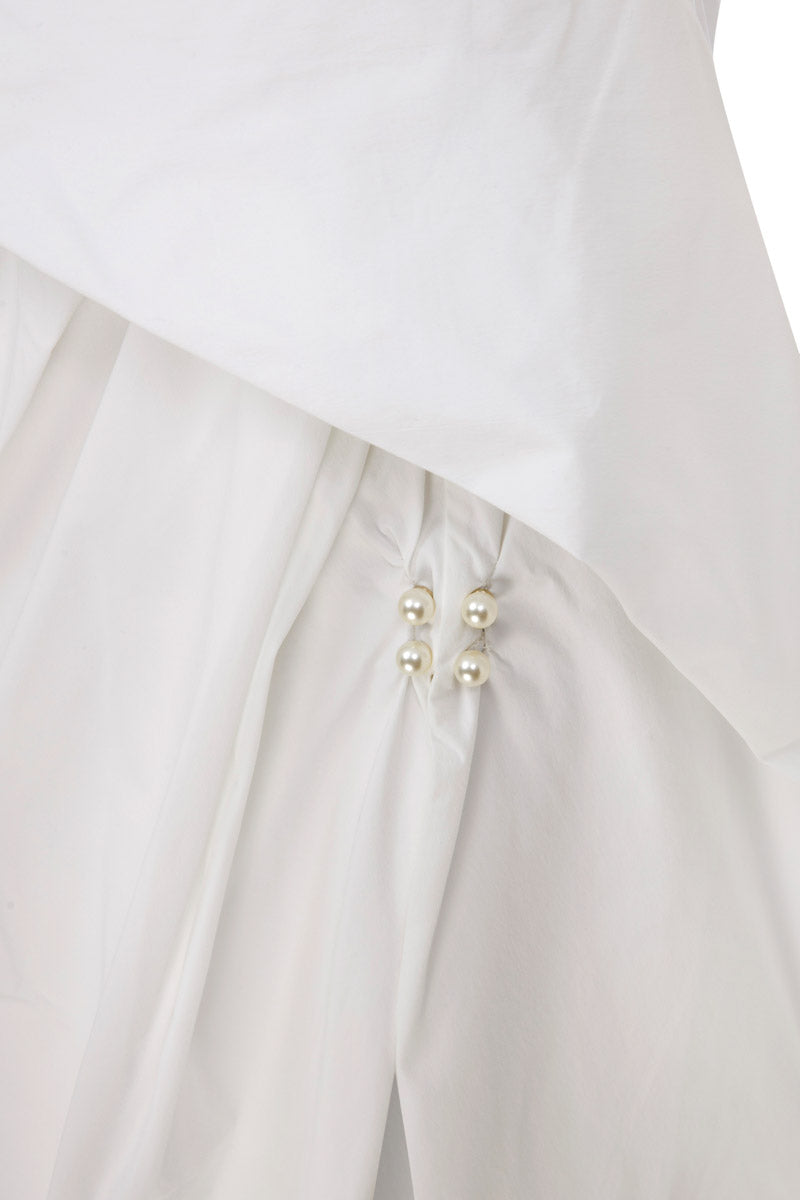 DRAPED MAXI DRESS WITH PEARL BUTTONS - CULT MIA