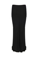 Embroidered maxi skirt in crinkled chiffon by TAGG, featuring intricate embroidery and flowing fabric.