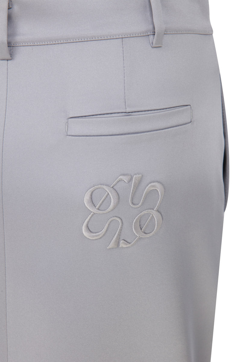 STRUCTURED SILVER SATIN SKIRT - CULT MIA