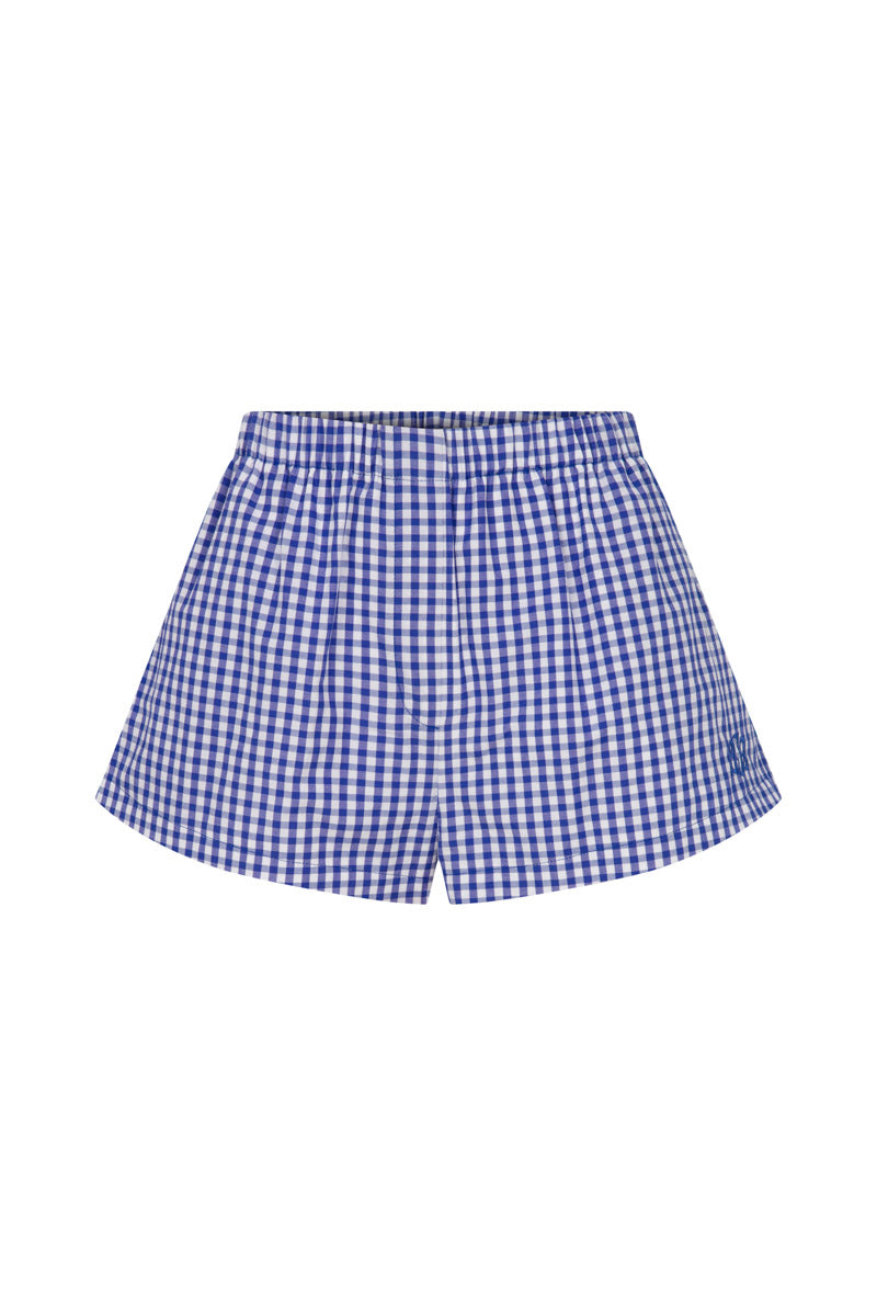 POPLIN GINGHAM BOXER SHORTS WITH LACE TRIM - CULT MIA