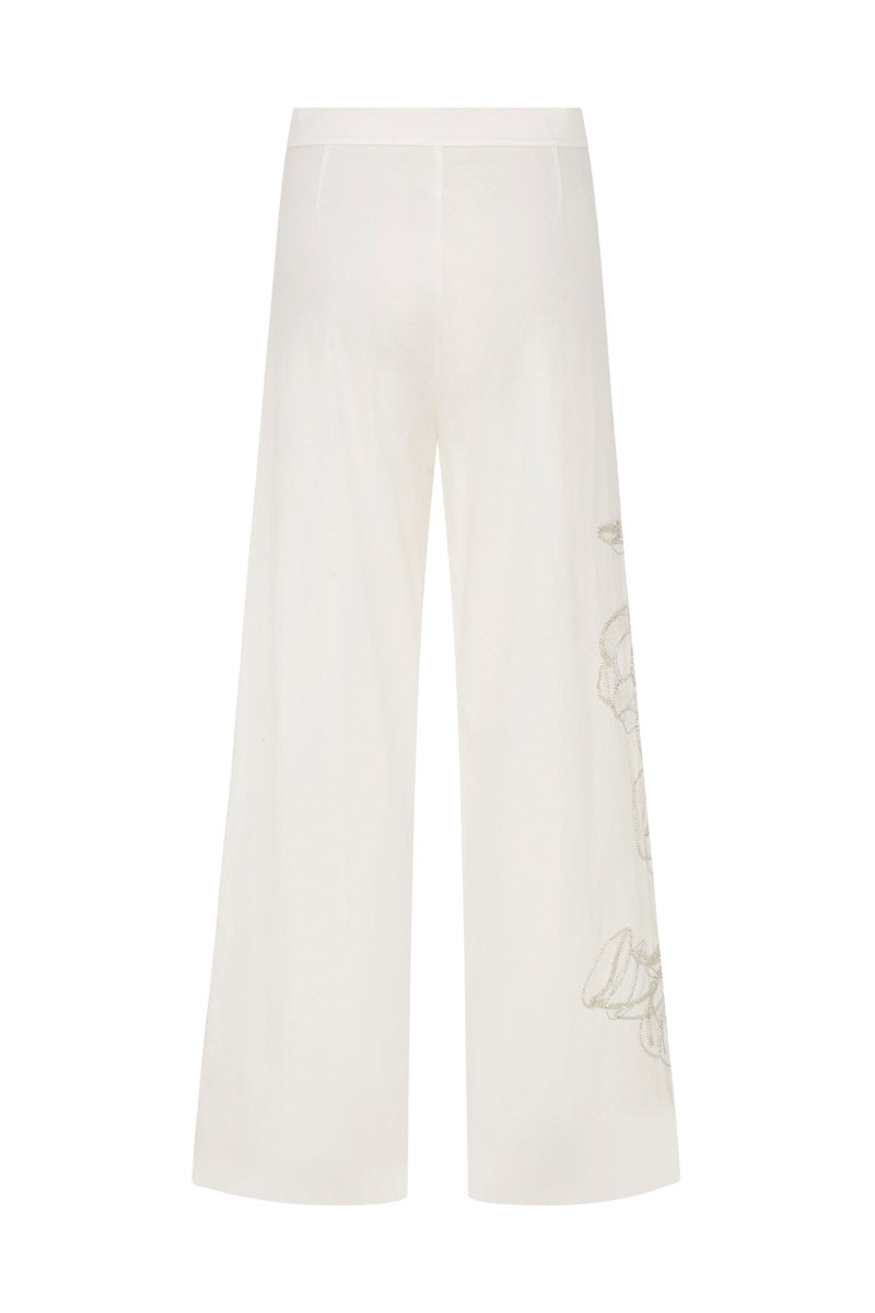 COTTON PANTS WITH EMBROIDERY - CULT MIA