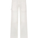 TAGG satin cargo pants featuring intricate embroidery, with a relaxed fit and multiple pockets for a stylish, functional look.