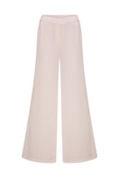Tagg satin loose pants with elastic waistband, featuring a smooth, shiny fabric and relaxed fit for comfortable style.