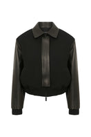 Black cropped relaxed fit bomber jacket by TAGG with ribbed cuffs and waistband, stylish and comfortable outerwear for casual wear.