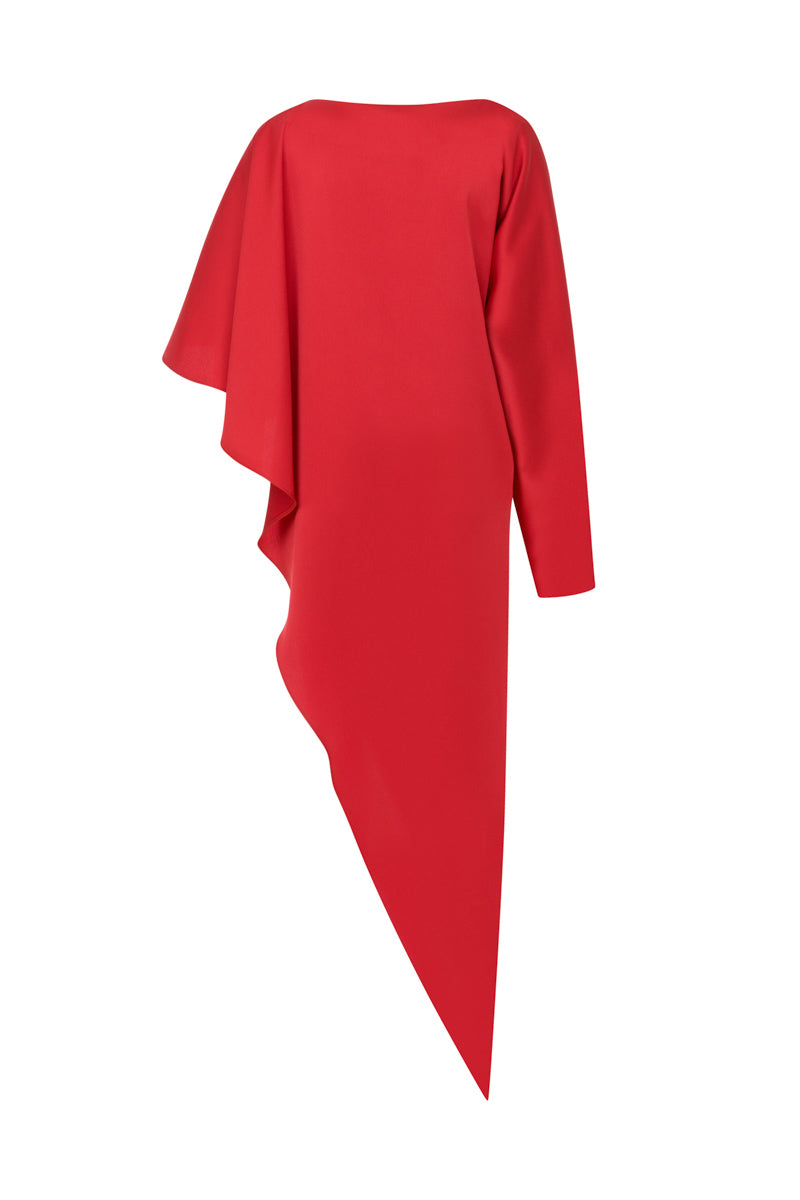 RED DRAPED SATIN CREPE BLOUSE - CULT MIA