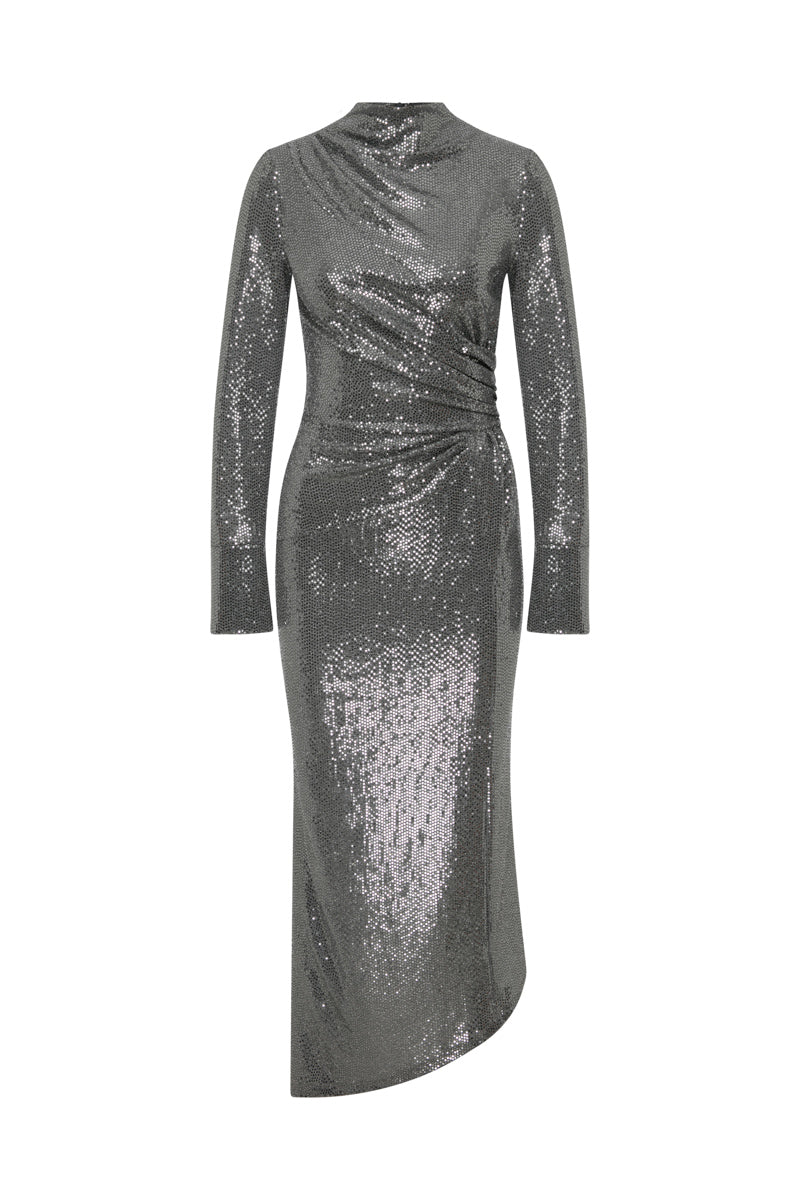 METALLIC ASYMMETRIC MAXI DRESS - CULT MIA