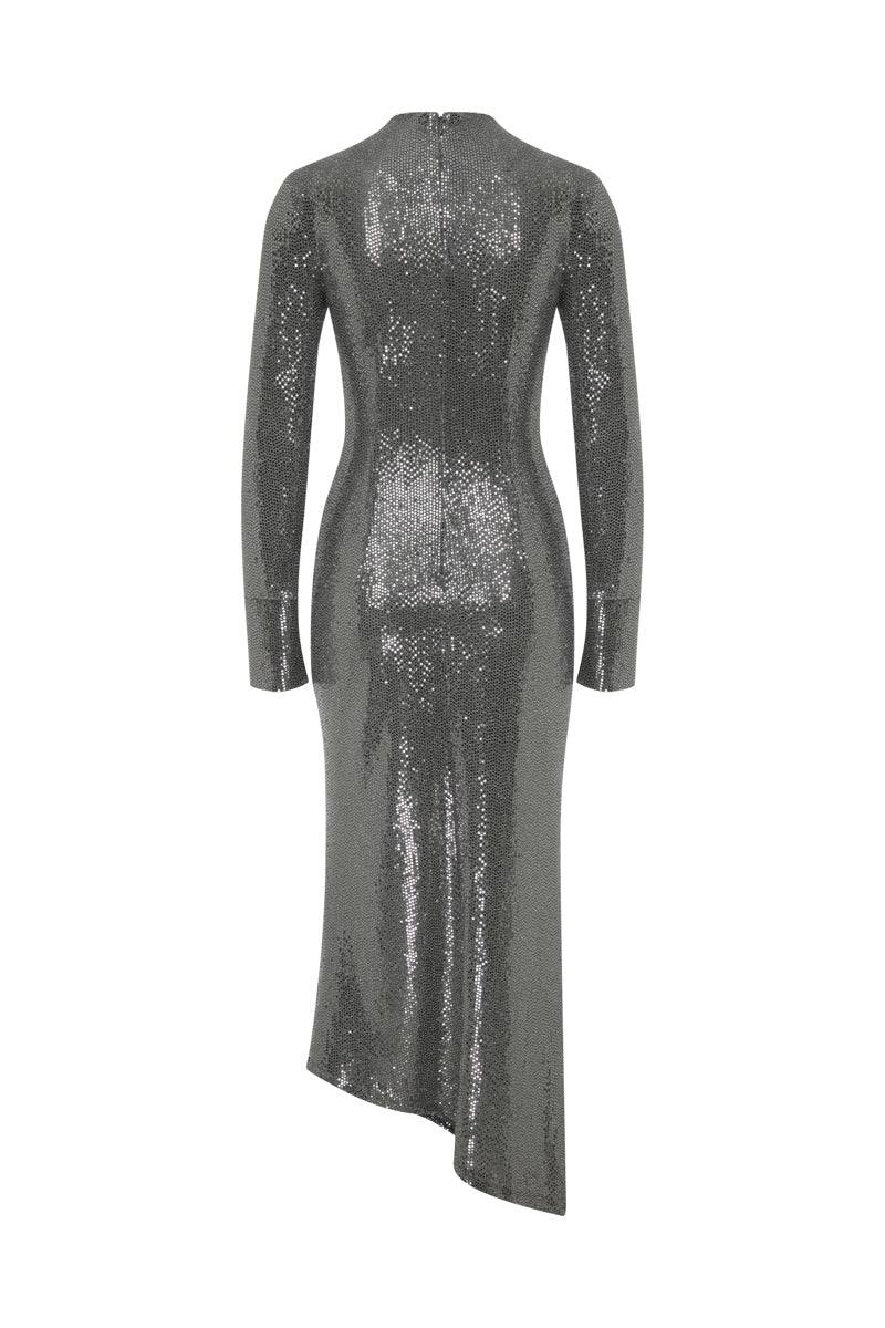 METALLIC ASYMMETRIC MAXI DRESS - CULT MIA