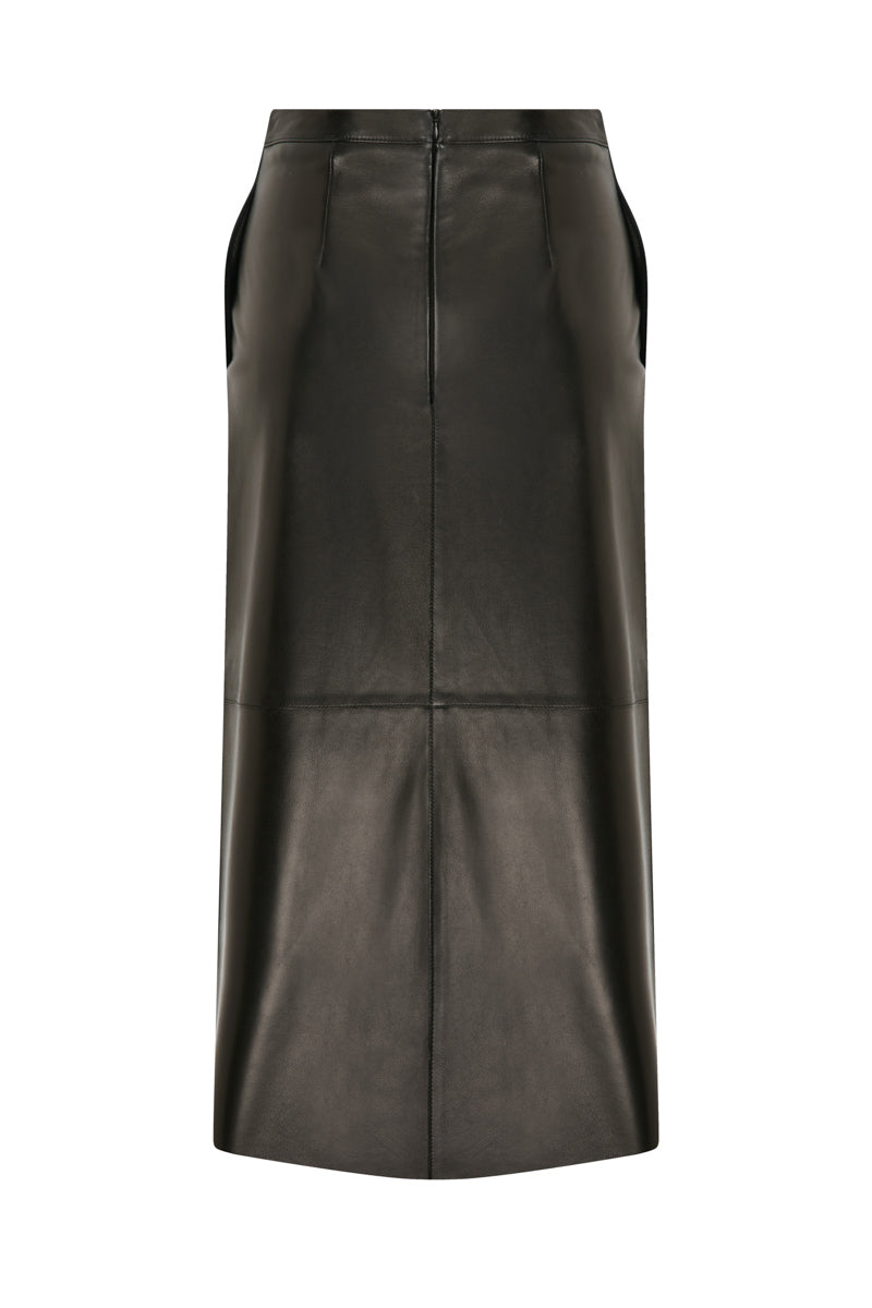 BLACK LEATHER PENCIL SKIRT - CULT MIA