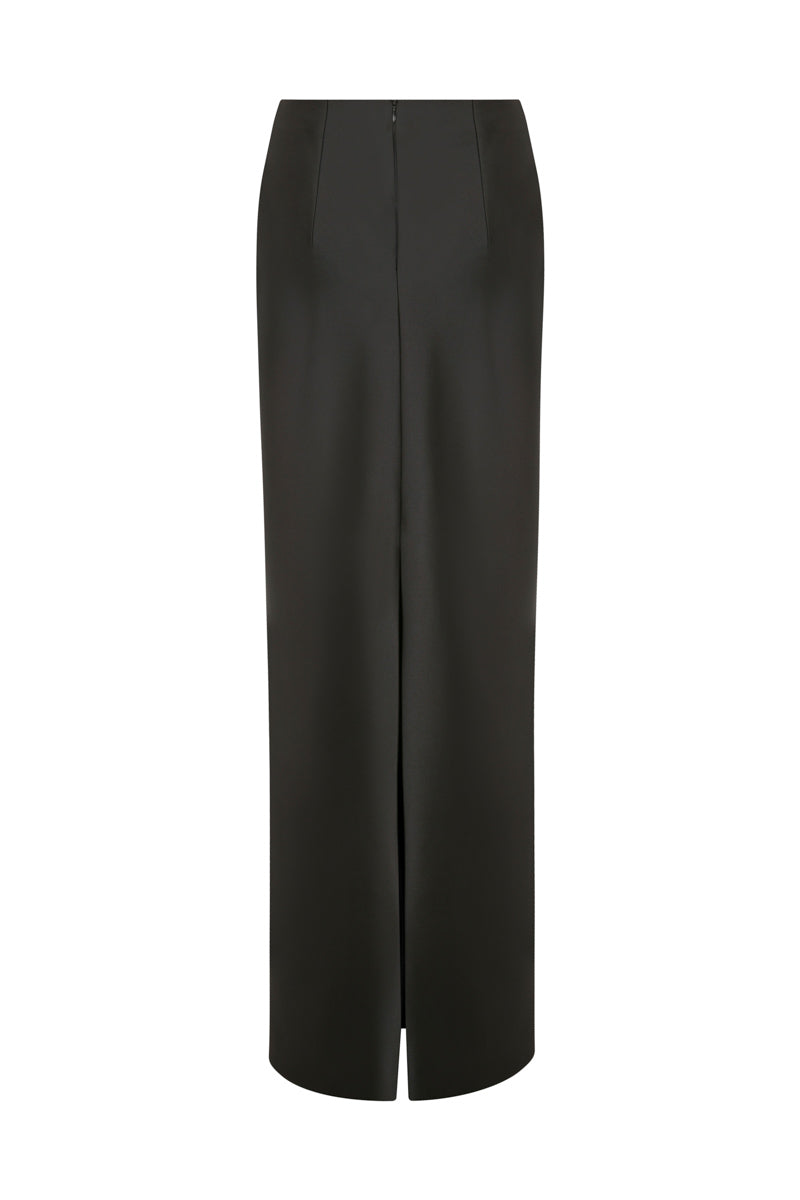 BLACK LOW-RISE STATUE MAXI SKIRT - CULT MIA
