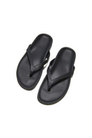 Black Xenos sandals by Kiohne featuring open toes, ankle straps, and a sleek design perfect for casual summer wear.