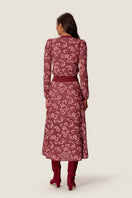 Rebecca Taylor Bryn jacquard midi sweater skirt in blush, featuring textured knit pattern and a stylish, versatile design.