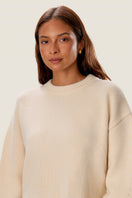 Rebecca Taylor Emelia fringe sweater in alabaster color, featuring soft knit fabric and stylish fringe detailing.