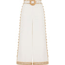 A pair of white natural AISA Dune pants with a relaxed fit, featuring a smooth fabric and stylish design.