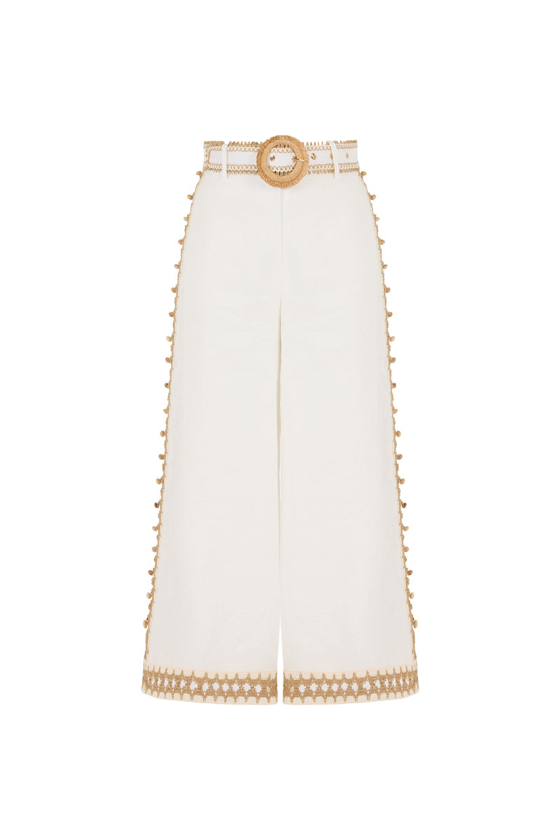 White natural Dune pants by AISA, showing the relaxed fit and lightweight fabric, perfect for casual or summer wear.