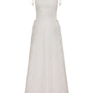 AISA Linda Maxi Dress in soft fabric with a flowing silhouette, displayed on a hanger against a neutral background.