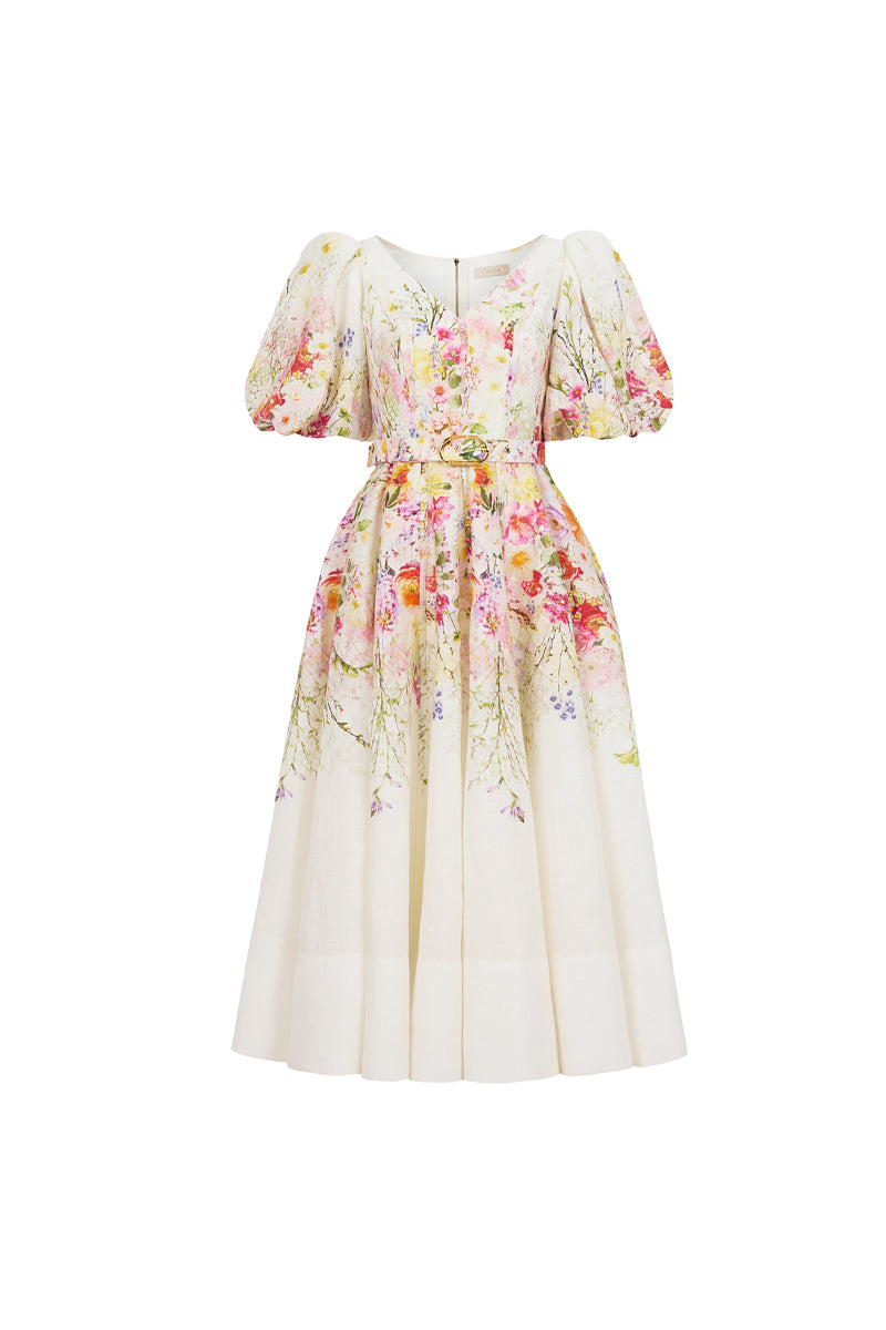 AISA Florelle midi dress in soft fabric, featuring a flowy silhouette and elegant design, perfect for stylish occasions.