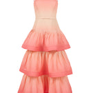 AISA Coralie maxi dress in vibrant coral color, flowing fabric with a stylish neckline, perfect for summer or special occasions.