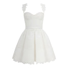 AISA Emma white mini dress featuring a fitted silhouette and short sleeves, displayed on a mannequin.