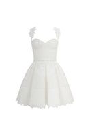 AISA Emma white mini dress featuring a fitted silhouette and short sleeves, displayed on a mannequin.