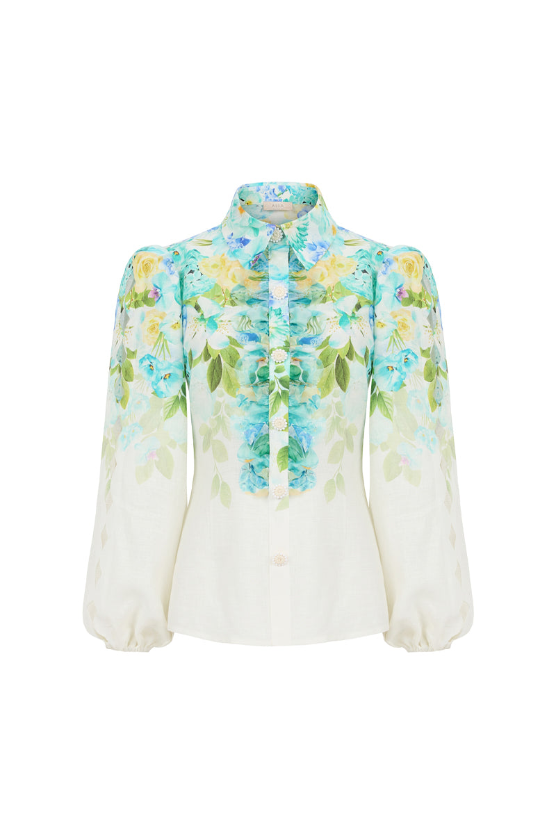 AISA Arielle shirt displayed flat, featuring a stylish design with short sleeves and a comfortable fit.