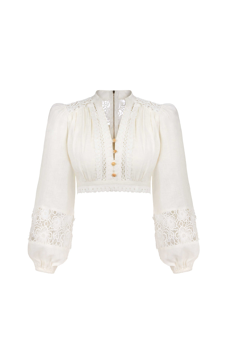 AISA MIMI top in a stylish bustier design, showcased on a model, made of soft fabric with a fitted silhouette.
