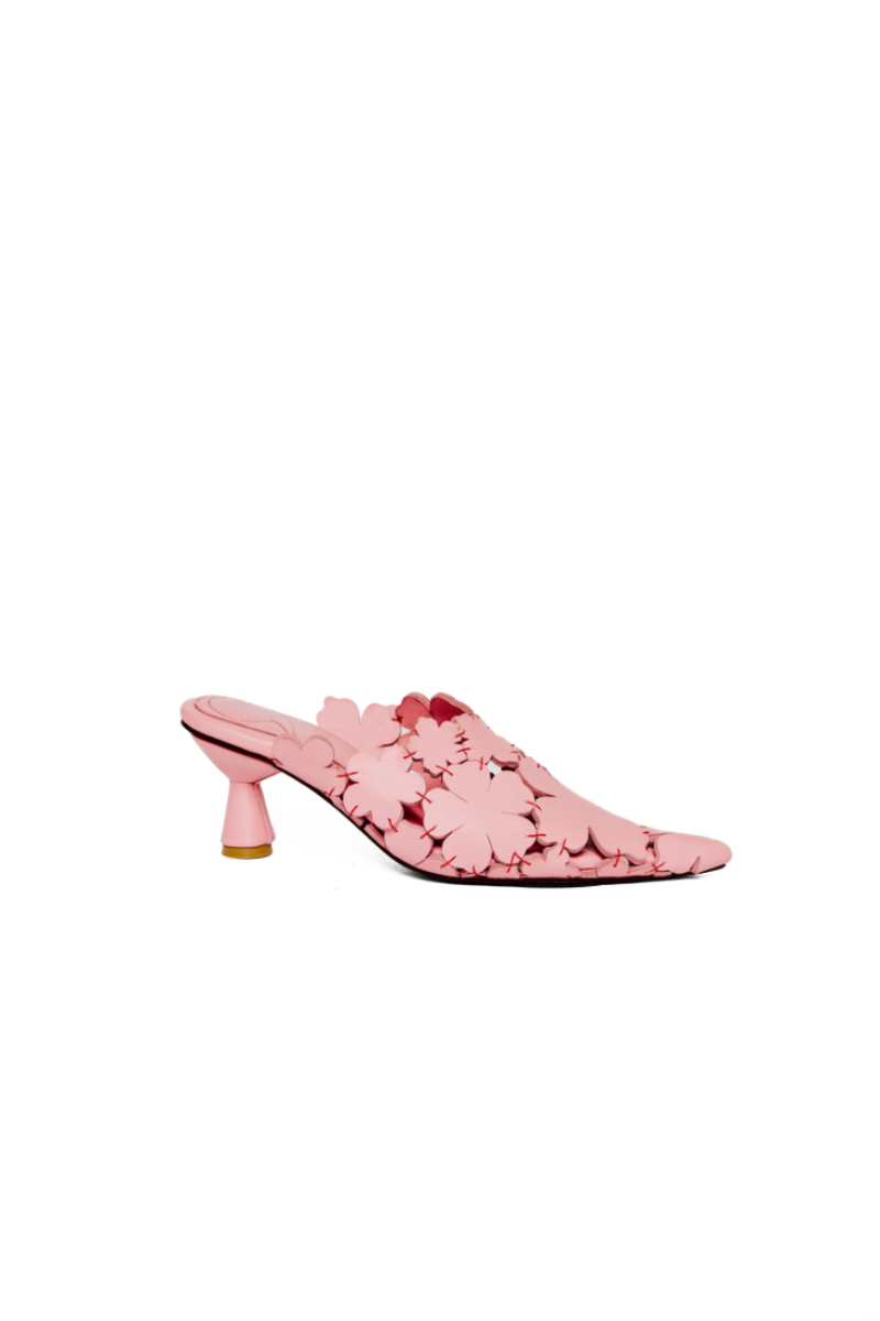 Side view of Christin Wu YEMIMA heels showing elegant design and stylish high-heeled shoes.