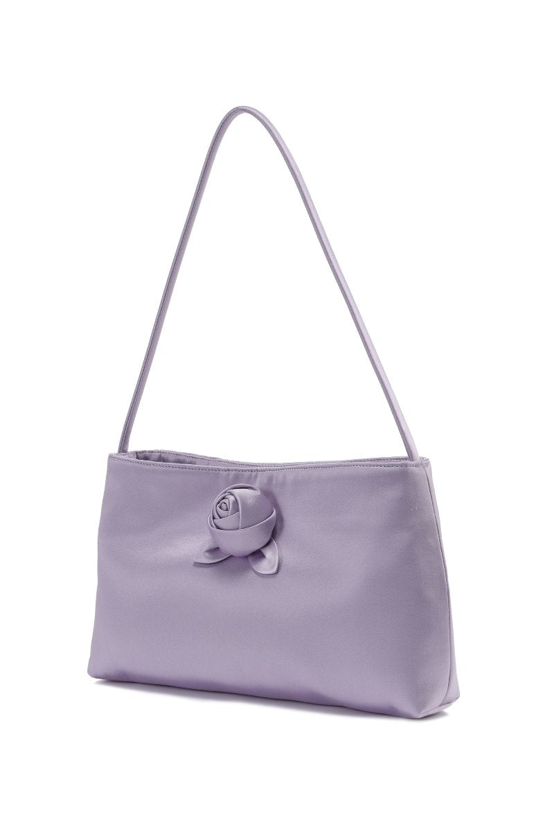 Chictopia silk top handle bag in lilac with sleek design and elegant handles, perfect for stylish everyday use.