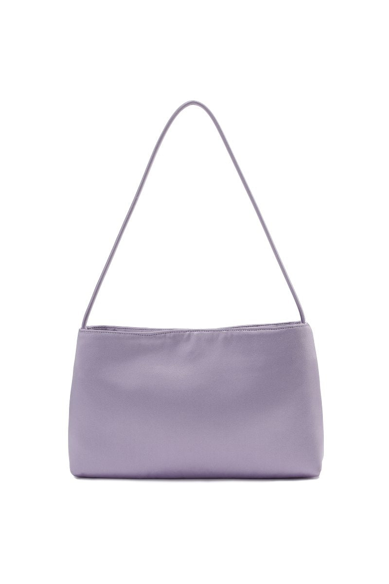 Chictopia lilac silk top handle bag with elegant handle and sleek design, perfect for stylish occasions.