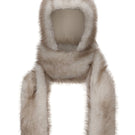 Chictopia faux fur hood scarf showing a plush, warm scarf with an attached hood, ideal for winter accessories.