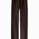 Serenity York espresso silk-satin bias-cut Palazzo pants featuring a flowy, elegant design and wide-leg style.