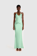 BBXBRAND YUMAYA Maxi Dress in Lagoon, flowy and vibrant, showcasing the elegant length and lightweight fabric of the dress.