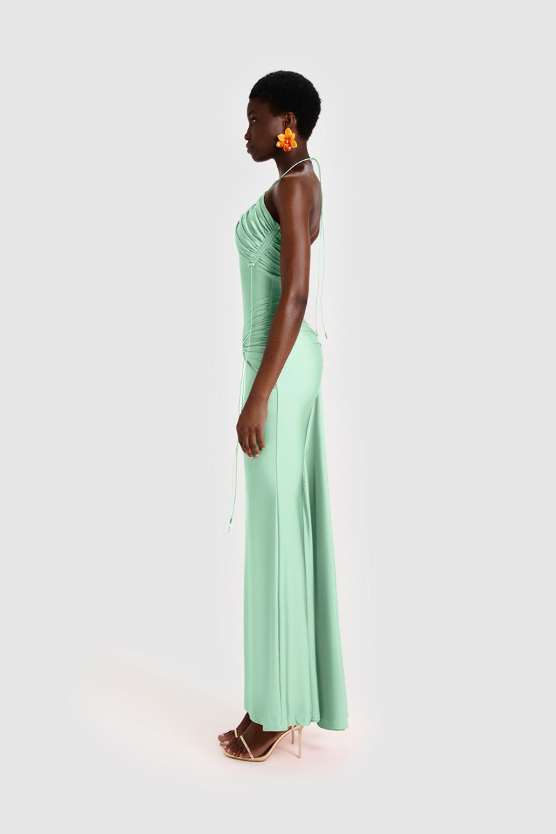 BBXBRAND Yumaya Maxi Dress in Lagoon, flowing maxi dress with vibrant blue and green tones, perfect for summer or casual wear.
