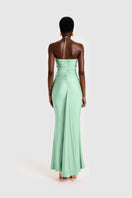 BBXBRAND Yumaya Maxi Dress in Lagoon, flowing maxi dress with vibrant blue-green color and lightweight fabric, styled for summer wear.