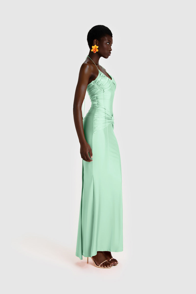 BBXBRAND Yumaya Maxi in Lagoon featuring a flowing maxi dress with vibrant lagoon color and elegant design.