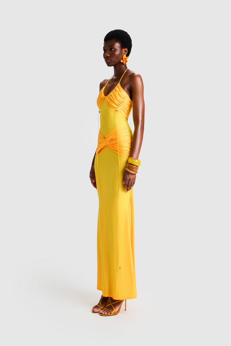 BBXBRAND Yumaya Maxi Dress in sweet pineapple print, flowing sleeveless design, perfect for summer or casual outings.