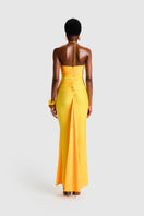 Yellow BBXBRAND Yumaya Maxi Dress in sweet pineapple print, flowy design, perfect for summer or casual wear.
