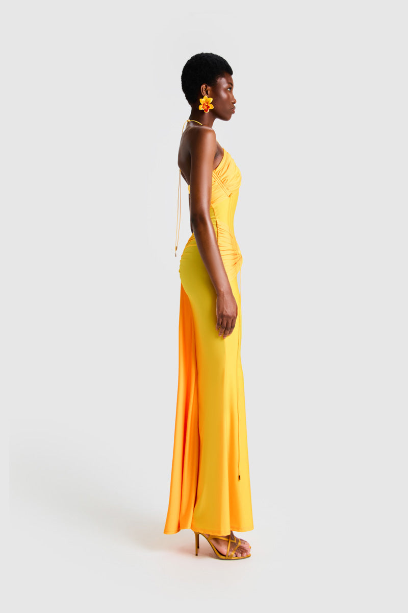 BBXBRAND Yumaya Maxi dress in sweet pineapple print, flowing fabric, sleeveless design, perfect for summer or casual wear.
