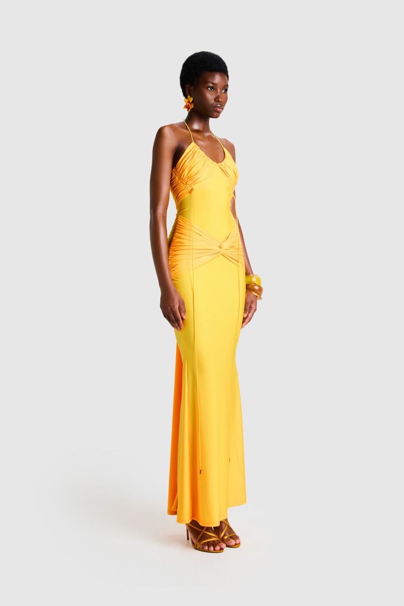 BBXBRAND Yumaya maxi dress in sweet pineapple print, flowy fabric, sleeveless design, perfect for summer or casual wear.