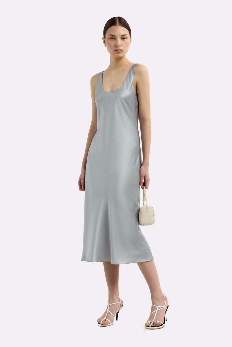 YUNA MOONSTONE SILK SATIN TANK DRESS - CULT MIA