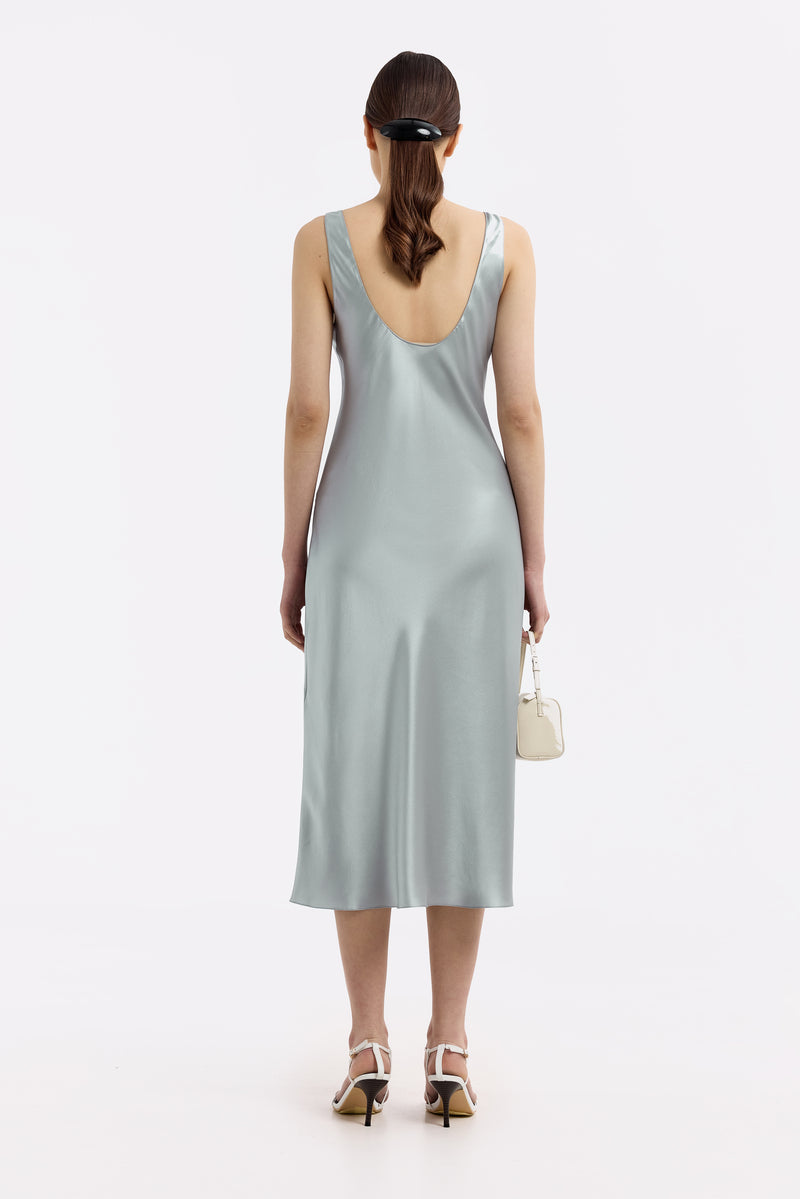 YUNA MOONSTONE SILK SATIN TANK DRESS - CULT MIA