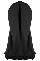 Black PEA cape jacket by MOON / HAKAAN YILDIRIM, shown from the back with a structured design and smooth fabric.