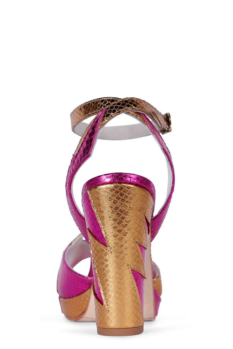 ZIA MID HEELS IN PINK ORANGE - CULT MIA