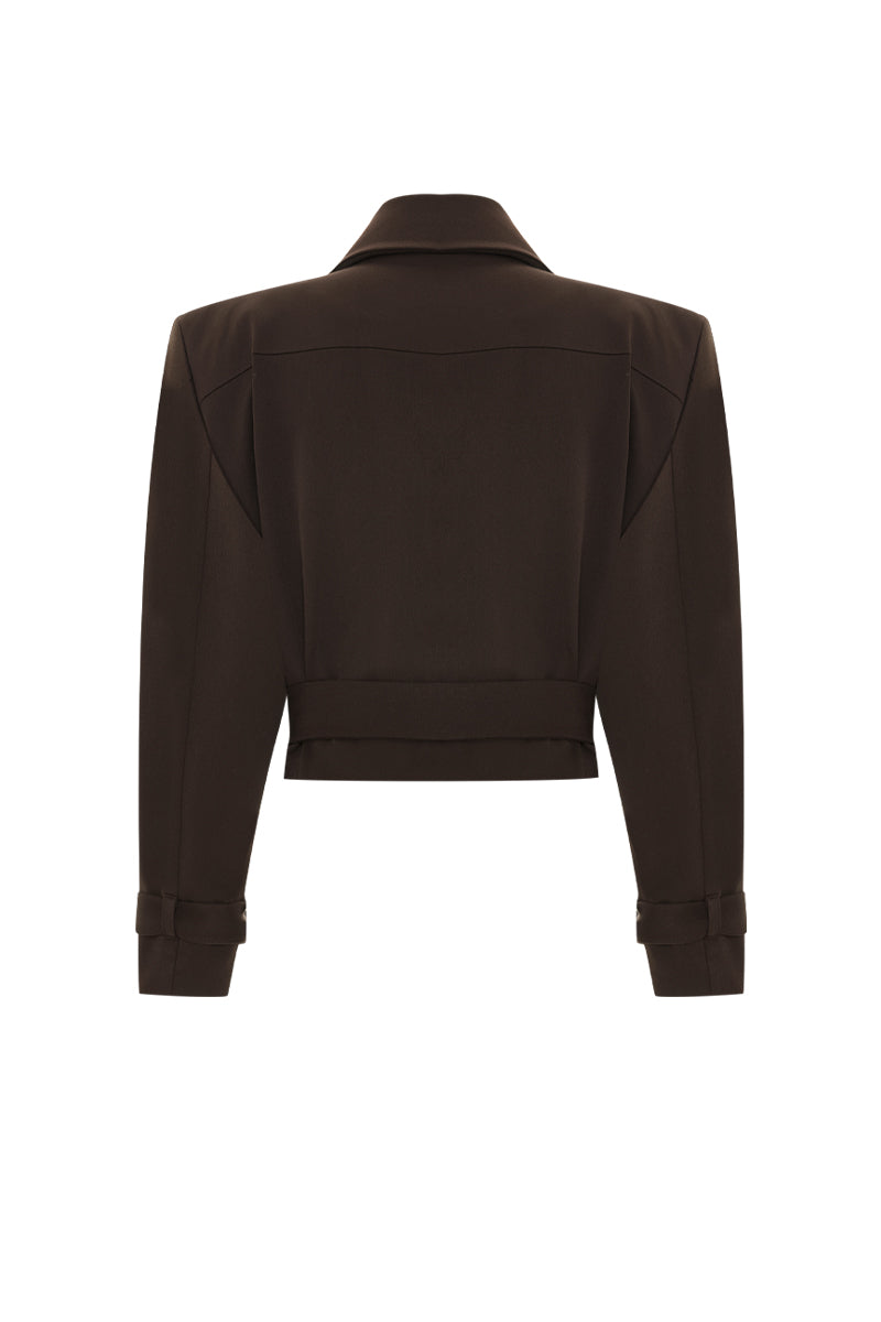 OVERSIZED MINI TRENCH JACKET IN BROWN - CULT MIA