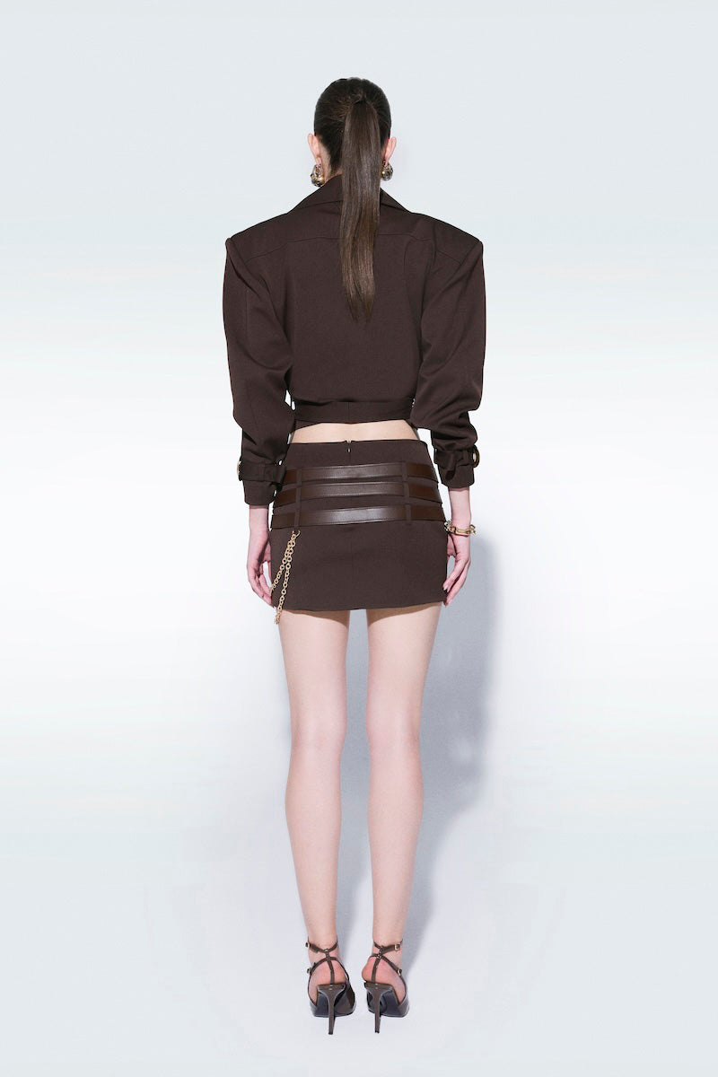 OVERSIZED MINI TRENCH JACKET IN BROWN - CULT MIA