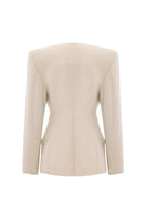 Beige Zeynep Tosun Sea Shell jacket shown from the back, stylish jacket with textured shell design and tailored fit.