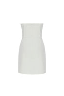 Zeynep Tosun strapless mini dress in off-white with detailed corset design, shown from the back.