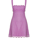 Pink strapless mini dress by Zeynep Tosun featuring intricate corset detailing and a fitted silhouette.