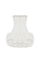 Zeynep Tosun off-white gabardine mini dress displayed from the back, showcasing sleek design and tailored fit.